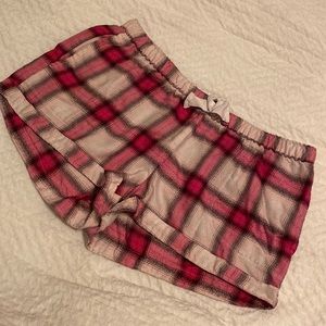 Hollister pink flannel pajama shorts